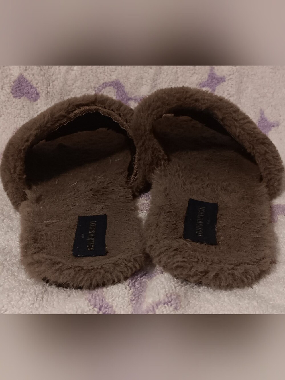 Louis Vuitton Brown Monogram Faux-Fur Slide Sandals - Picture 4 of 9